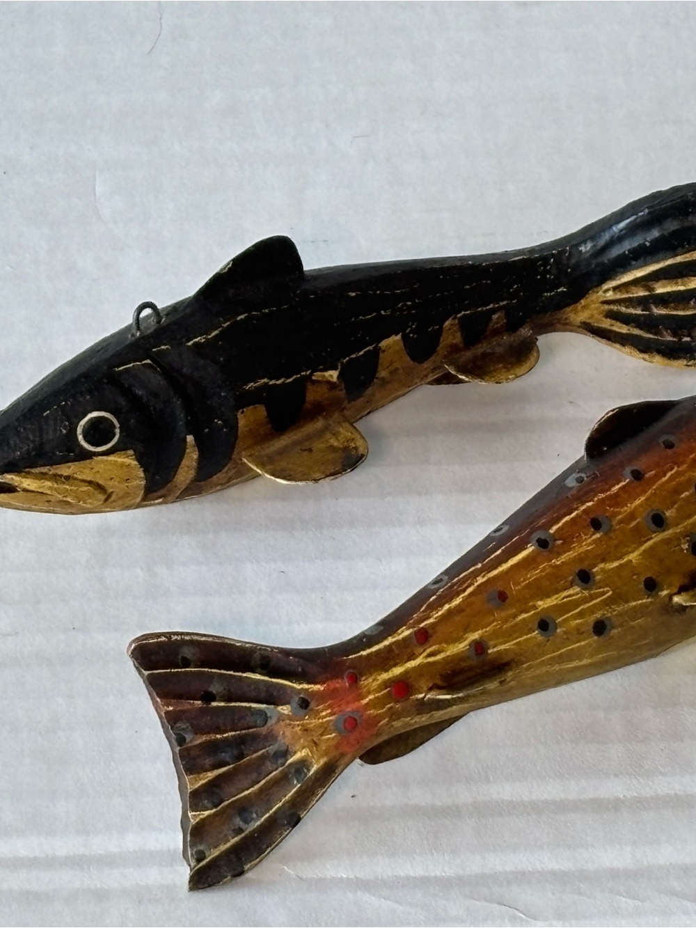 Palecek Black and Gold Handpainted Fish Sculptures